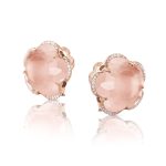 Bon Ton Earrings in 18ct Rose Gold with Rose Quartz and Diamonds