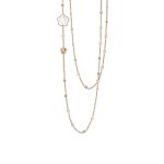 Bon Ton Sautoir in 18ct Rose Gold with Milky Quartz and Diamonds