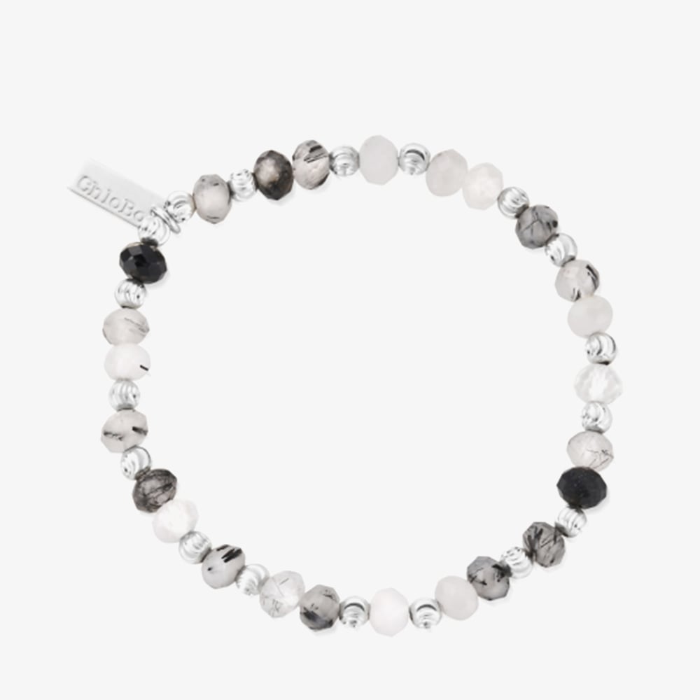 ChloBo Ladies Balanced Energy Black Rutilated Quartz Stone Beaded Bracelet SBBLKFRI24 ChloBo Ladies Balanced Energy Black Rutilated Quartz Stone Beaded Bracelet SBBLKFRI24