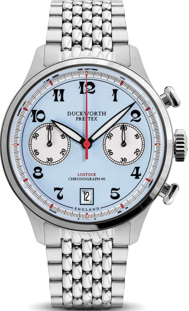 Duckworth Prestex Lostock Blue 40mm Quartz Chronograph Bracelet Watch Duckworth Prestex Lostock Blue 40mm Quartz Chronograph Bracelet Watch