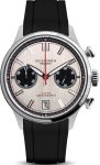 Duckworth Prestex Lostock Silver 40mm Quartz Chronograph Black Rubber Watch