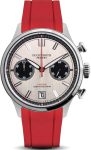 Duckworth Prestex Lostock Silver 40mm Quartz Chronograph Red Rubber Watch