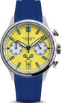Duckworth Prestex Lostock Yellow 40mm Quartz Chronograph Blue Rubber Watch