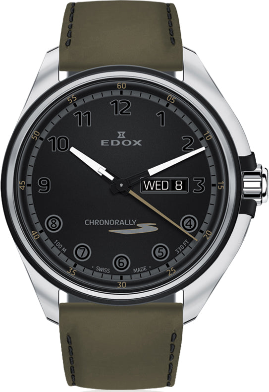 Edox Watch Chronorally S Day Date Quartz - Black Edox Watch Chronorally S Day Date Quartz - Black