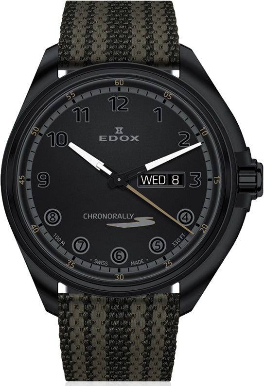 Edox Watch Chronorally S Day Date Quartz - Black Edox Watch Chronorally S Day Date Quartz - Black