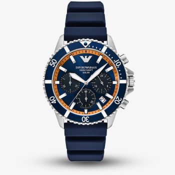 Emporio Armani Mens World Explorer Blue Solar Powered Chronograph Watch AR11696