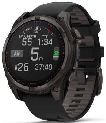 Garmin Fenix 8 47mm Sapphire Solar Carbon Grey DLC Titanium Black Pebble Grey Silicone Watch