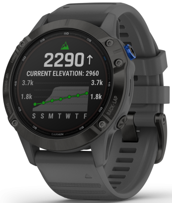Garmin Watch Fenix 6 Pro Solar Black With Slate Grey Band D - Black