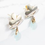 Gold Plated Quartz Flower Dropper Earrings EFIGCA