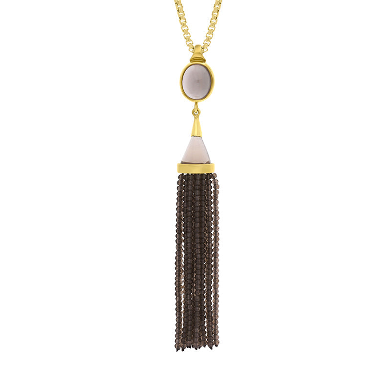 Gold Plated Sterling Silver Smokey Quartz Cascade Tassel Necklace D - Option1 Value Gold Plated Sterling Silver Smokey Quartz Cascade Tassel Necklace D - Option1 Value