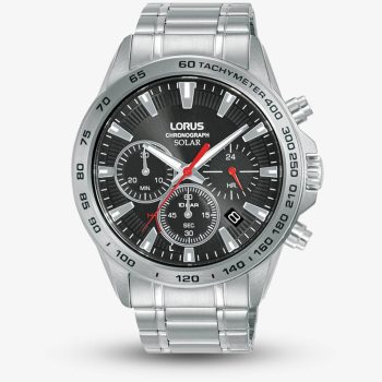 Lorus Solar Black Chronograph Watch RZ501AX9