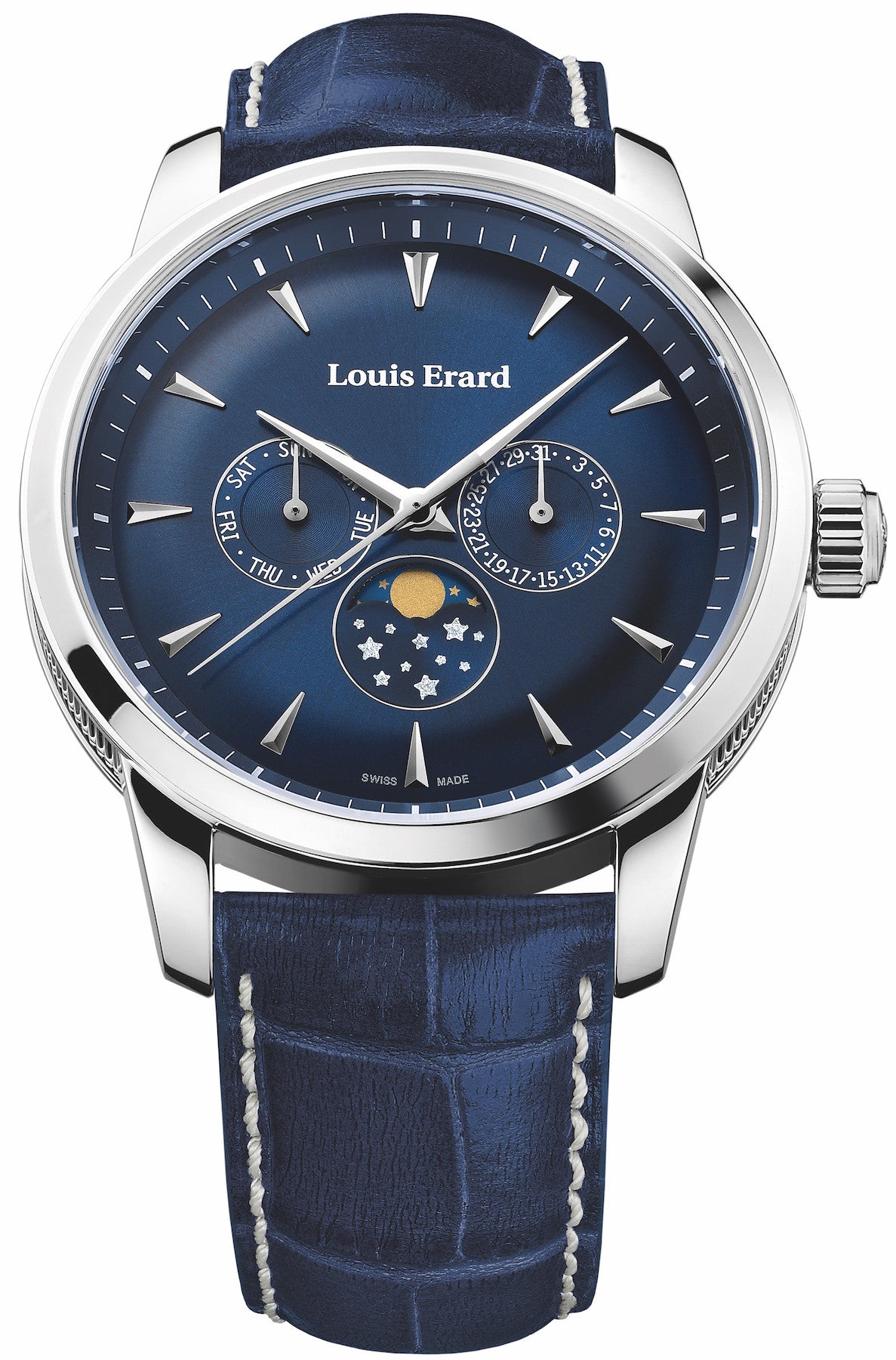 Louis Erard Watch Heritage Quartz Moonphase - Blue Louis Erard Watch Heritage Quartz Moonphase - Blue