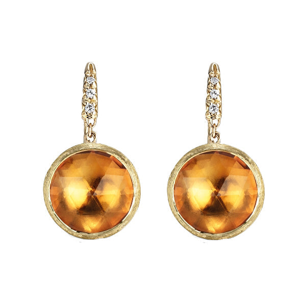 Marco Bicego Jaipur 18ct Yellow Gold Yellow Quartz Diamond Drop Earrings Marco Bicego Jaipur 18ct Yellow Gold Yellow Quartz Diamond Drop Earrings