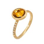 Marco Bicego Jaipur 18ct Yellow Gold Yellow Quartz Diamond Ring - N