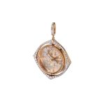 Mythology Spinning Compass Pendant In 18ct Yellow Gold With Pearl, Quartz And Diamonds