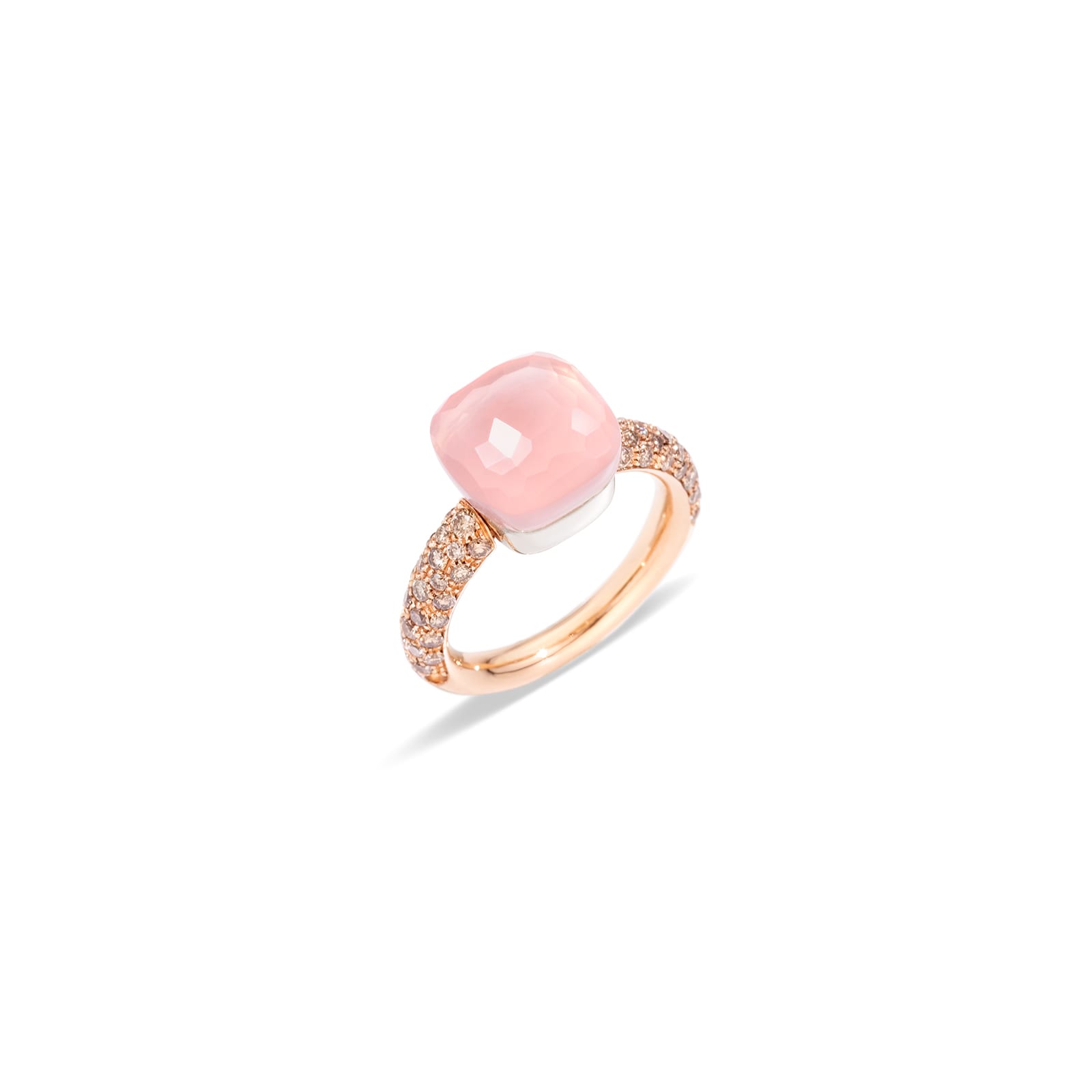 Nudo Classic 18ct Rose & White Gold Rose Quartz & 0.70ct Diamond Ring - Ring Size N Nudo Classic 18ct Rose & White Gold Rose Quartz & 0.70ct Diamond Ring - Ring Size N