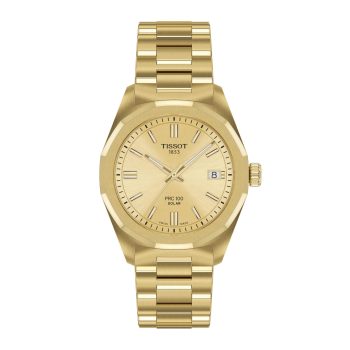PRC 100 Solar Quartz 34mm Gold Ladies Watch
