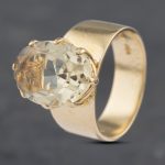 Pre-Owned 9ct Yellow Gold Green Quartz Large Oval Dress Ring 41102872