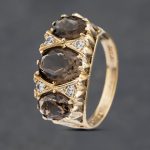 Pre-Owned 9ct Yellow Gold Smokey Quartz & White Spinel Seven Stone Ring 41102921