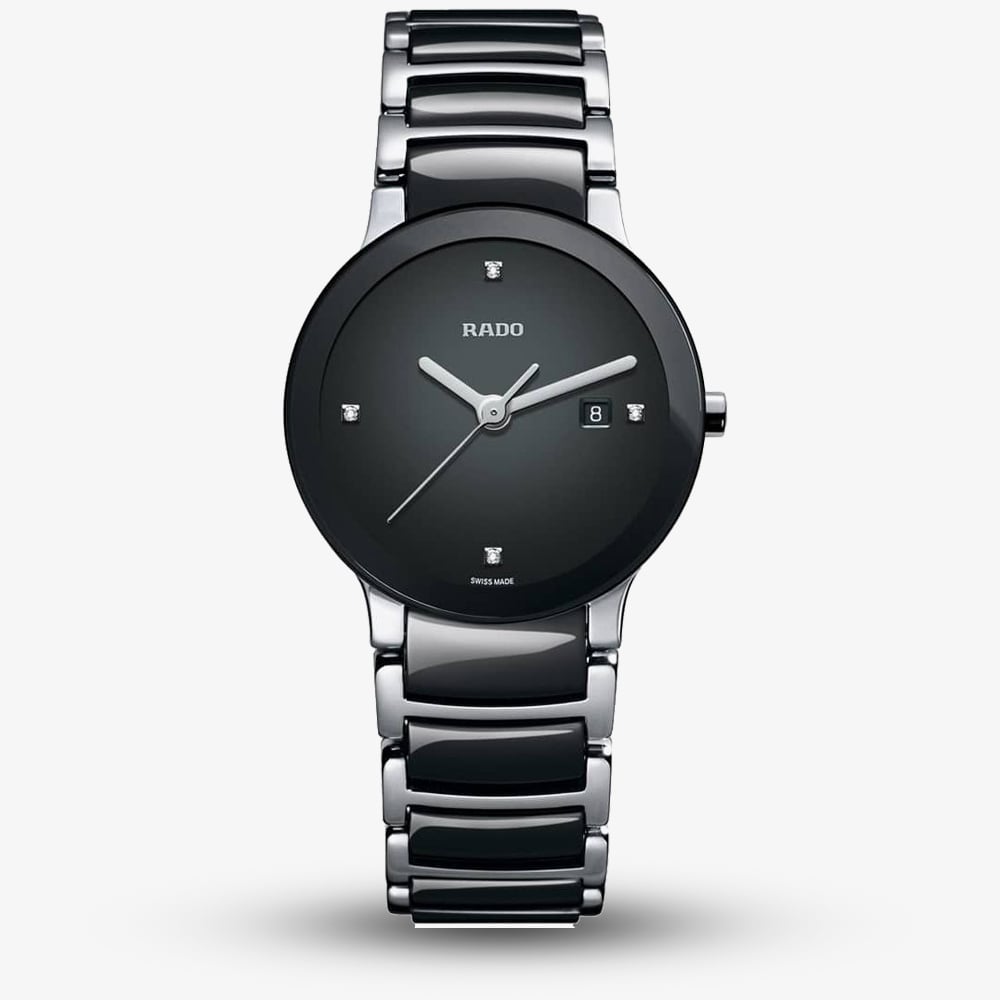Rado Ladies Centrix Diamonds Jubile Quartz Black and Silver Ceramic Bracelet Watch R30935712 S Rado Ladies Centrix Diamonds Jubile Quartz Black and Silver Ceramic Bracelet Watch R30935712 S