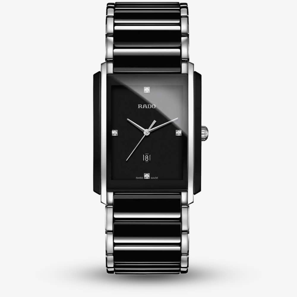 Rado Mens Integral Diamonds Quartz Date Black and Silver Ceramic Bracelet Watch R20206712 L Rado Mens Integral Diamonds Quartz Date Black and Silver Ceramic Bracelet Watch R20206712 L