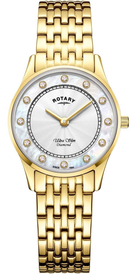Rotary Watch Ultra Slim Gold PVD Quartz - White Rotary Watch Ultra Slim Gold PVD Quartz - White