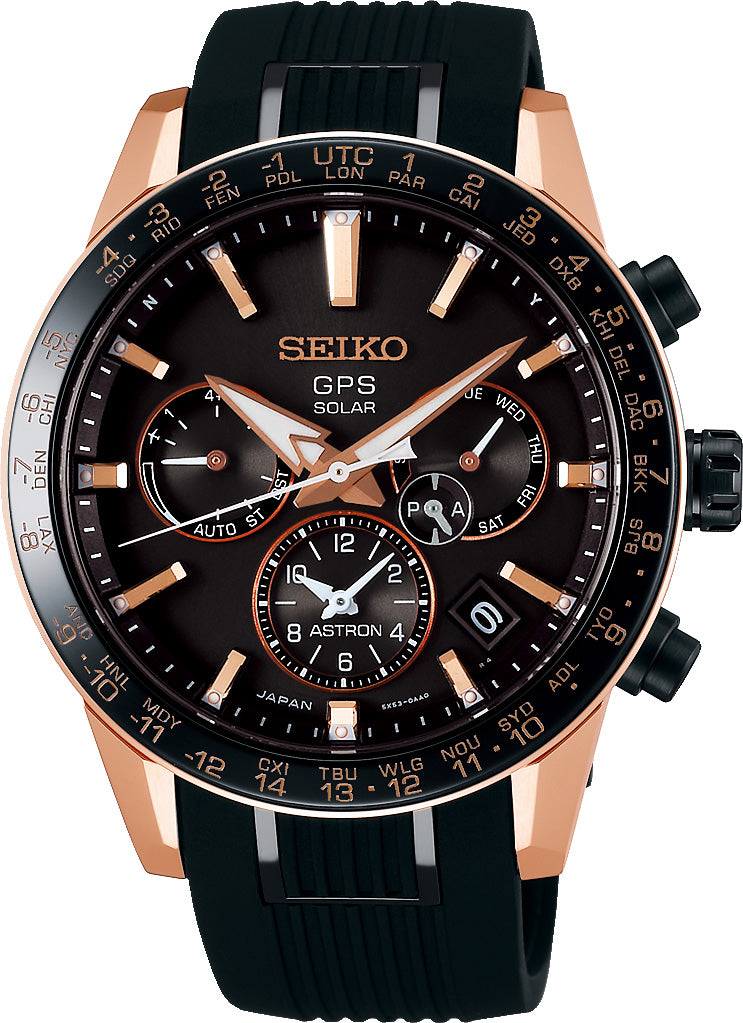 Seiko Astron Watch Caliber 5X Solar GPS Mens - Black Seiko Astron Watch Caliber 5X Solar GPS Mens - Black