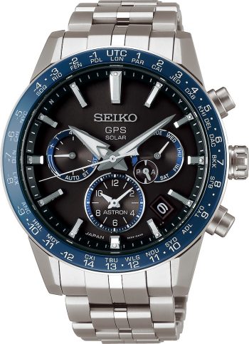 Seiko Astron Watch Caliber 5X Solar GPS Mens D - Black