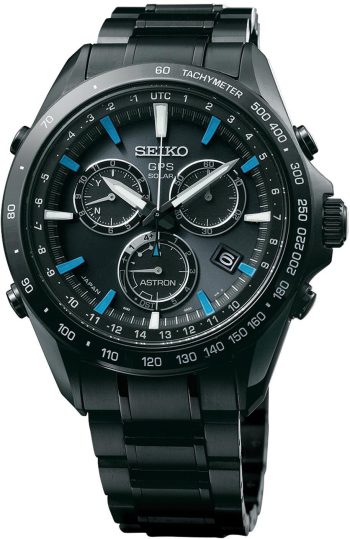 Seiko Astron Watch GPS Solar Chronograph Blue D - Black