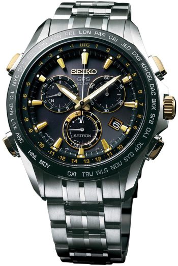 Seiko Astron Watch GPS Solar Chronograph Gold - Black