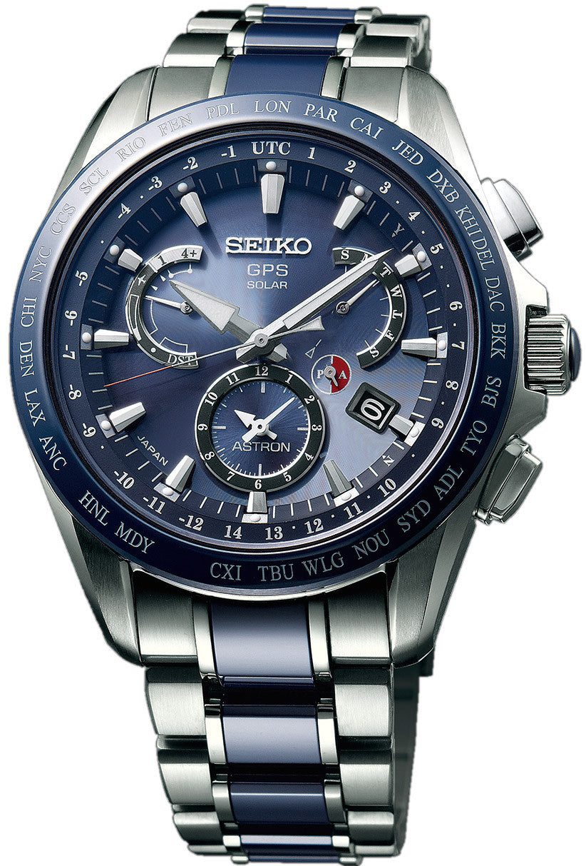 Seiko Astron Watch GPS Solar Dual Time Titanium D - Blue Seiko Astron Watch GPS Solar Dual Time Titanium D - Blue