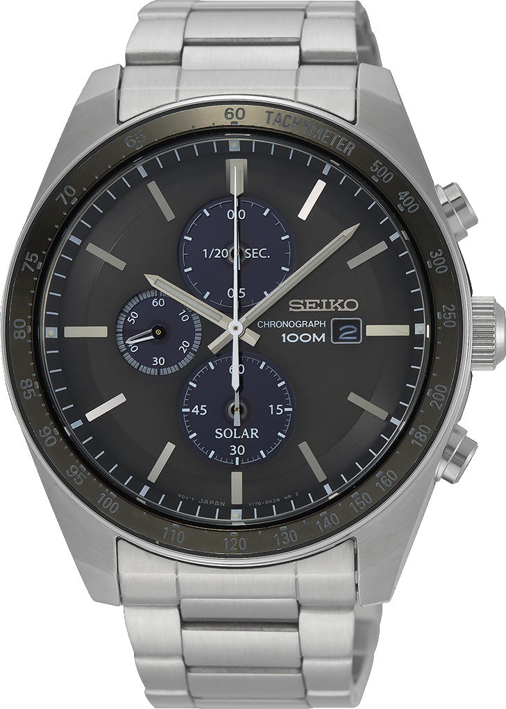 Seiko Watch Solar Chronographs - Black Seiko Watch Solar Chronographs - Black