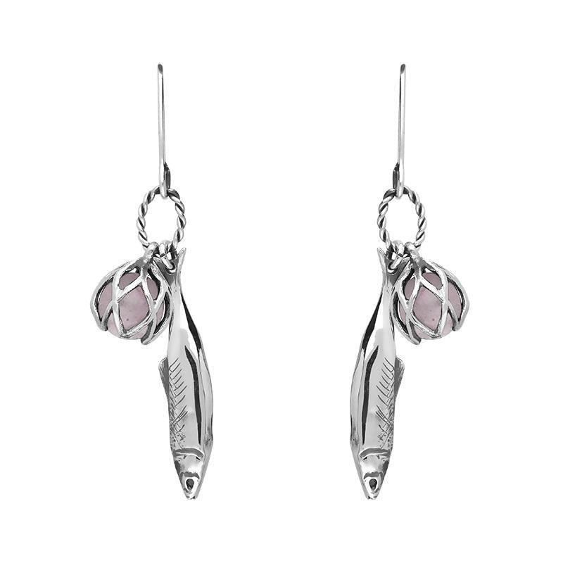 Sterling Silver Emma Stothard Silver Darling Rose Quartz Float Charm Hook Earrings Sterling Silver Emma Stothard Silver Darling Rose Quartz Float Charm Hook Earrings