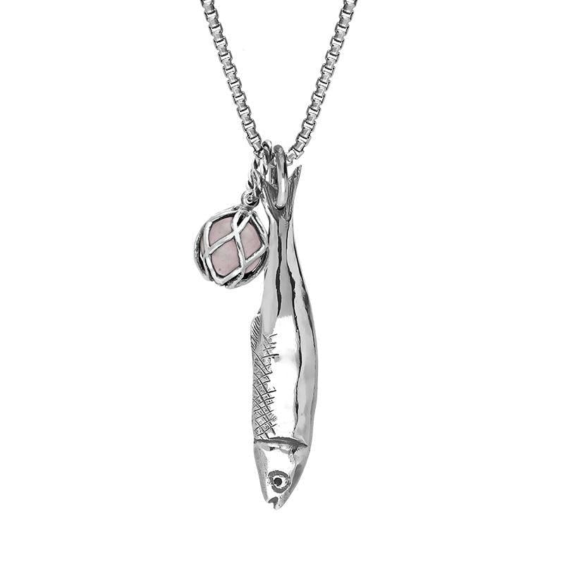 Sterling Silver Emma Stothard Silver Darling Rose Quartz Float Medium Charm Necklace Sterling Silver Emma Stothard Silver Darling Rose Quartz Float Medium Charm Necklace
