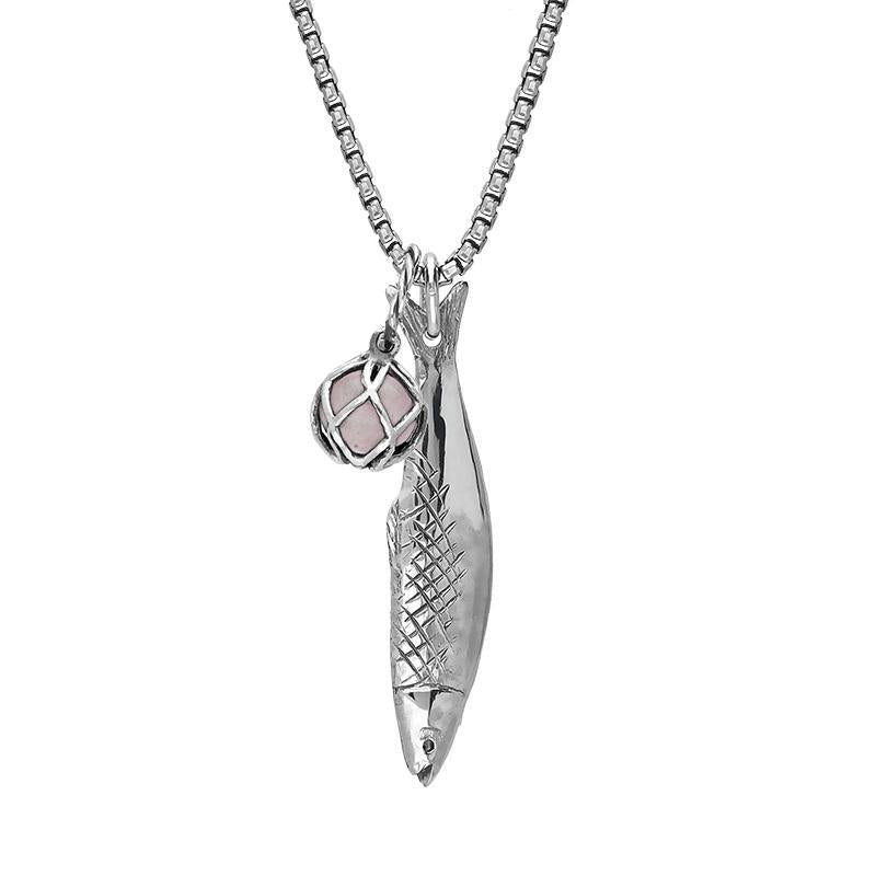 Sterling Silver Emma Stothard Silver Darling Rose Quartz Float Small Charm Necklace Sterling Silver Emma Stothard Silver Darling Rose Quartz Float Small Charm Necklace