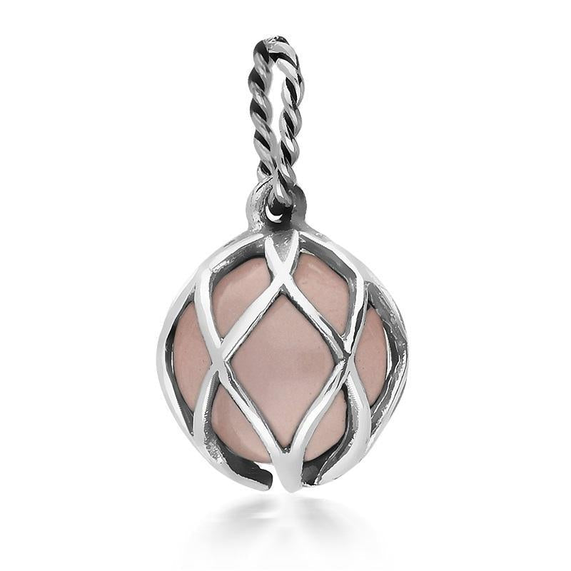 Sterling Silver Rose Quartz Emma Stothard Silver Darling 10mm Float Charm Sterling Silver Rose Quartz Emma Stothard Silver Darling 10mm Float Charm