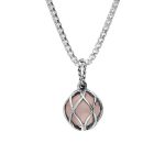 Sterling Silver Rose Quartz Emma Stothard Silver Darling 8mm Float Charm Necklace