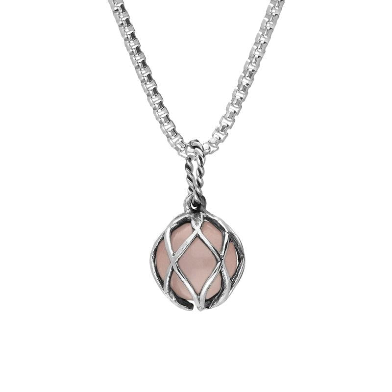 Sterling Silver Rose Quartz Emma Stothard Silver Darling 8mm Float Charm Necklace Sterling Silver Rose Quartz Emma Stothard Silver Darling 8mm Float Charm Necklace