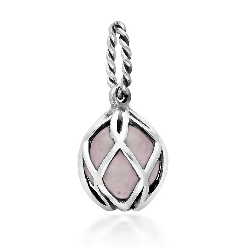 Sterling Silver Rose Quartz Emma Stothard Silver Darling 8mm Float Charm Sterling Silver Rose Quartz Emma Stothard Silver Darling 8mm Float Charm