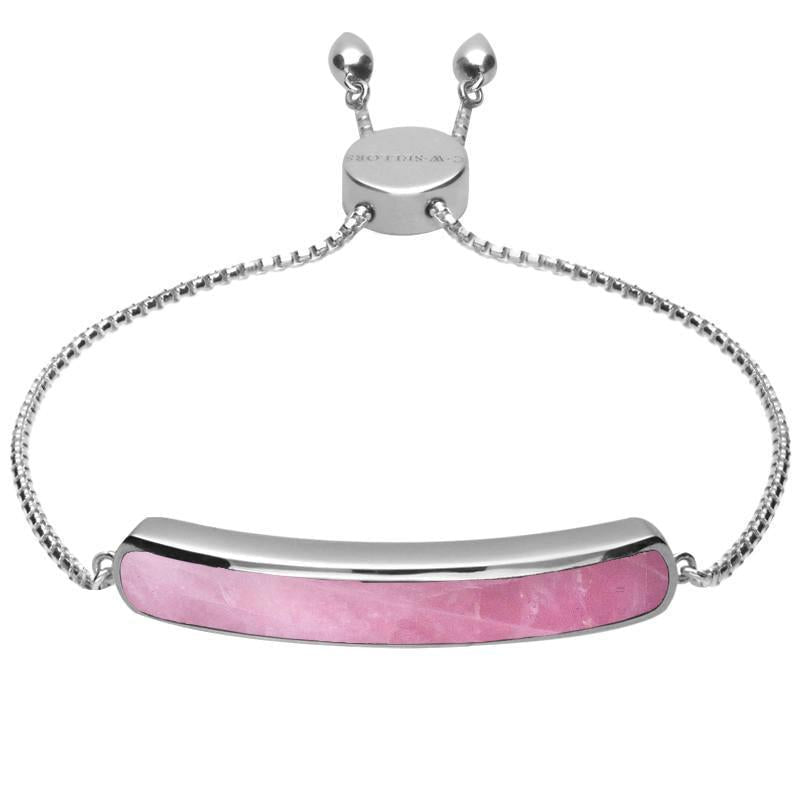 Sterling Silver Rose Quartz Lineaire Long Bracelet Sterling Silver Rose Quartz Lineaire Long Bracelet