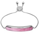 Sterling Silver Rose Quartz Lineaire Long Bracelet