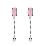 Sterling Silver Rose Quartz Lineaire Medium Drop Stud Earrings