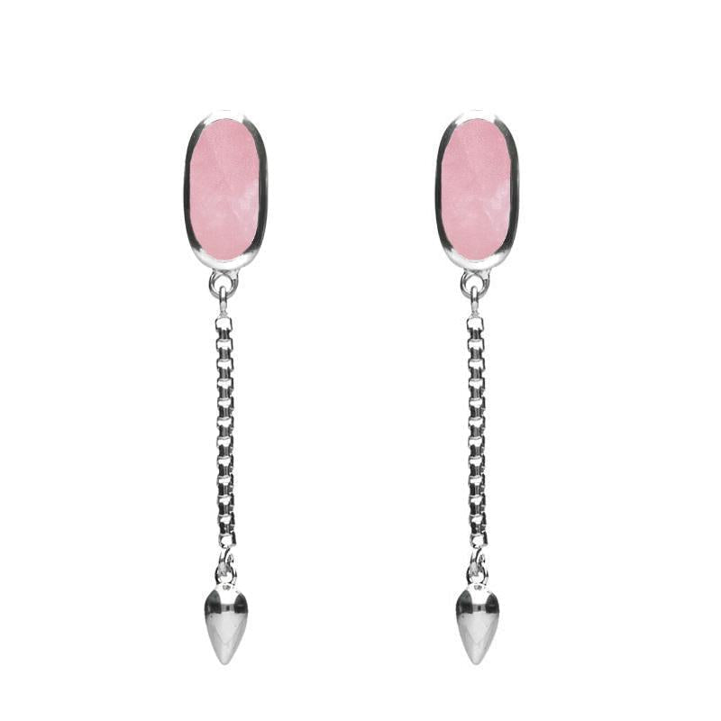 Sterling Silver Rose Quartz Lineaire Medium Drop Stud Earrings Sterling Silver Rose Quartz Lineaire Medium Drop Stud Earrings