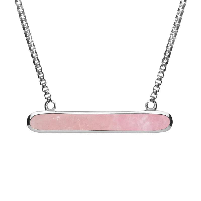 Sterling Silver Rose Quartz Lineaire Oval Necklace Sterling Silver Rose Quartz Lineaire Oval Necklace