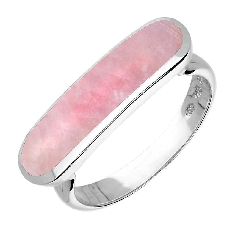 Sterling Silver Rose Quartz Lineaire Petite Oval Ring Sterling Silver Rose Quartz Lineaire Petite Oval Ring
