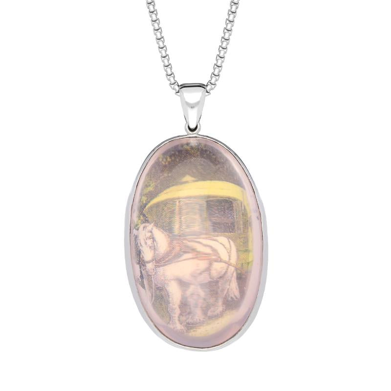 Sterling Silver Rose Quartz Royal Doulton China Wind In The Willows Necklace Sterling Silver Rose Quartz Royal Doulton China Wind In The Willows Necklace