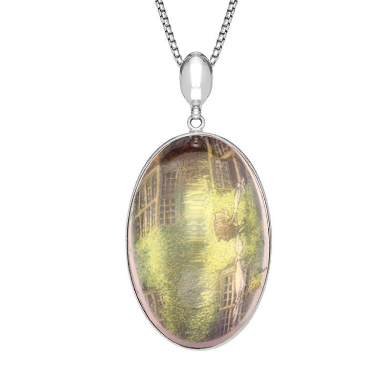 Sterling Silver Rose Quartz Royal Doulton China Wind In The Willows Necklace Sterling Silver Rose Quartz Royal Doulton China Wind In The Willows Necklace