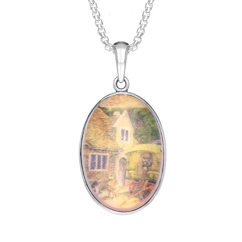 Sterling Silver Rose Quartz Royal Doulton China Wind In The Willows Necklace Sterling Silver Rose Quartz Royal Doulton China Wind In The Willows Necklace