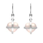 Sterling Silver Rose Quartz Small Cross Heart Drop Earrings - Option1 Value Silver