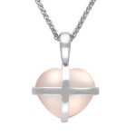 Sterling Silver Rose Quartz Small Cross Heart Necklace - Silver